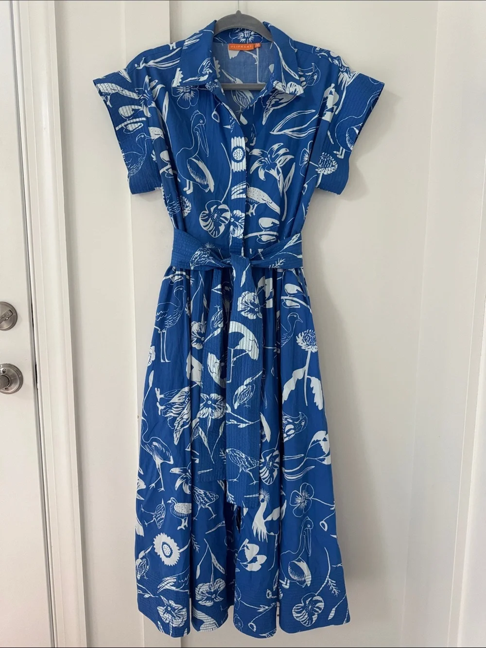Oliphant Blue Audubon Belted Shirt Dress M - Picture 4 of 12
